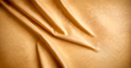 Aufkleber - a close-up view crumpled, beige-colored fabric, possibly silk or satin, with a smooth, shiny texture