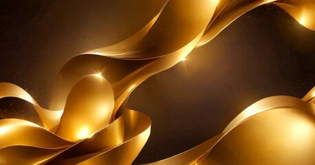 Poster - a golden, abstract design with curved lines and shapes, creating a sense of movement and depth The golden color is highlighted by a warm glow, adding to the overall richness