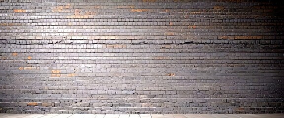 Fototapete - A dark, textured brick wall with a horizontal line running across it, creating a sense of depth and perspective