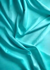 Poster - Turquoise fabric, with a crumpled and flowing texture, is displayed in the