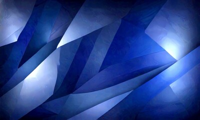 Poster - a dark blue abstract background composed of intersecting lines and triangles, creating a sense of depth and complexity