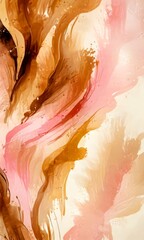 Aufkleber - Abstract painting featuring a swirling pattern of pink, brown, and white hues, with splashes of color and texture