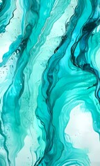 Aufkleber - a vibrant abstract painting with swirling patterns of turquoise and blue hues, creating a dynamic and captivating visual effect