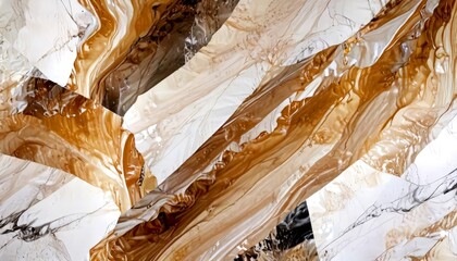 Poster - a close-up view marble surface with a textured, abstract pattern of brown, white, and gray hues