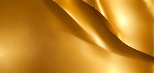 Poster - a close-up view shiny, golden fabric with a smooth, flowing texture The fabric appears to be made shiny material, possibly gold or a metallic finish, and is