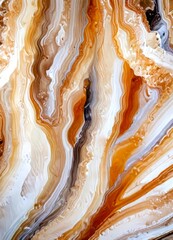 Poster - a close-up view marble-like surface with a swirling pattern of brown, orange, and white colors, resembling the natural patterns found in marble