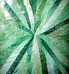 Aufkleber - a close-up view textured, multicolored surface with a radial pattern of overlapping green, white, and brown lines