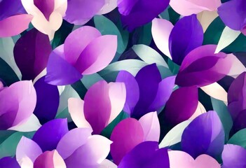 Aufkleber - a vibrant and abstract pattern of overlapping purple and pink flowers, with a mix of light and dark shades, creating a visually striking and dynamic composition