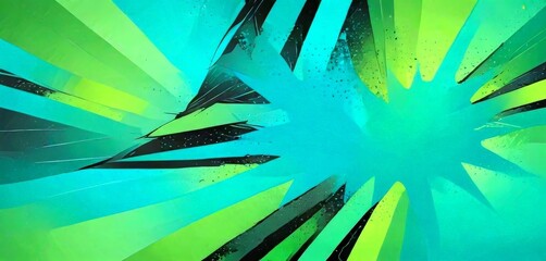 Fototapete - a vibrant abstract composition with a mix of green, black, and yellow colors, creating a dynamic and energetic visual effect