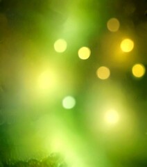 Poster - a blurred, abstract background with a gradient of green and yellow colors, creating a bokeh effect