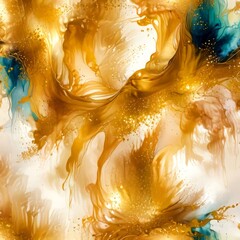 Aufkleber - an abstract composition of swirling, golden and blue hues, with a sense of movement and dynamism