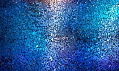 Leinwandbilder - a mosaic pattern composed of small, irregularly shaped tiles in various shades of blue, black, and white, creating a visually striking and abstract design