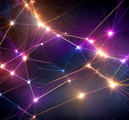 Poster - a digital illustration network of interconnected lines and dots, creating a vibrant and dynamic visual effect The lines and dots are arranged in a