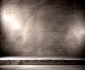 Poster - A dark, textured concrete wall with a flat, gray concrete platform in the foreground