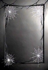 Poster - A dark, moody featuring a black frame with four spider web silhouettes on either side, creating a symmetrical and balanced composition