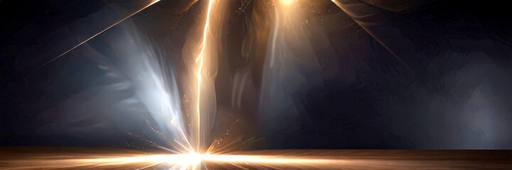 Aufkleber - a dramatic lighting setup with a bright, radiant light source at the center, surrounded by a dark background The light appears to be emanating from a vertical line, creating