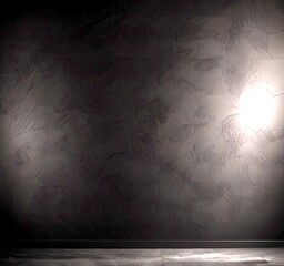 Fototapete - A dark, textured wall with a single light source on the right side, creating a dramatic and moody atmosphere