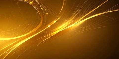 Fototapete - a striking abstract composition of golden lines and curves against a dark background, creating a sense of depth and movement