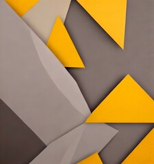 Poster - a geometric pattern composed of overlapping triangles in various shades of gray and yellow, creating a visually striking abstract design