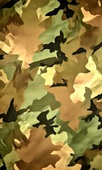 Aufkleber - a close-up view camouflage fabric, with a pattern of various shades of green and brown