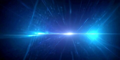 Leinwandbilder - a futuristic, abstract scene with a blue and white gradient background, a bright light source, and a sense of depth and movement