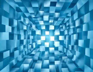 Poster - a geometric pattern composed of numerous small cubes arranged in a grid-like fashion, creating a sense of depth and perspective