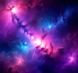 Aufkleber - a vibrant cosmic scene, featuring a swirling nebula with pink, blue, and purple hues, as well as a starry night sky