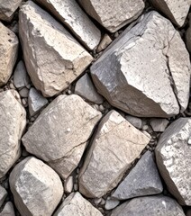Aufkleber - A close-up view rocky surface, with various gray and brown stones arranged in a pattern