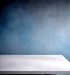 Poster - A white table sits against a gray wall, creating a minimalist and serene atmosphere