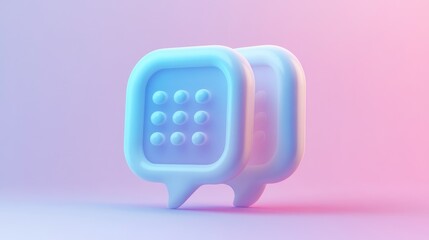 two 3d chat bubbles on a pink and blue background.