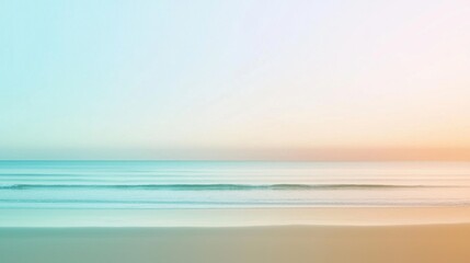Poster - Soft light bathes the scene in pastel colors as gentle waves lap at the shore, creating a serene and peaceful atmosphere