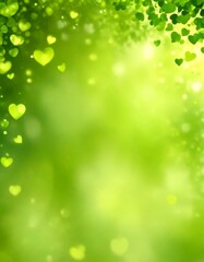 Poster - a blurred green background with scattered heart-shaped lights, creating a soft, dreamy effect