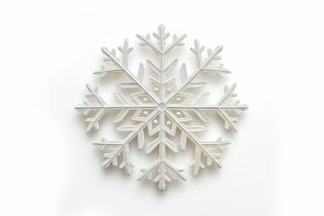 Canvas Print - Delicate white snowflake ornament on snowy background with space for text, adding holiday magic to a serene scene. Perfect for winter wonder