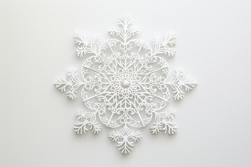 Canvas Print - Delicate white paper snowflake rests gracefully on a clean white background, evoking simplicity and elegance perfect for the holiday season