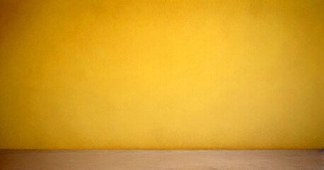 Leinwandbilder - A simple, unadorned room with a plain yellow wall and a concrete floor