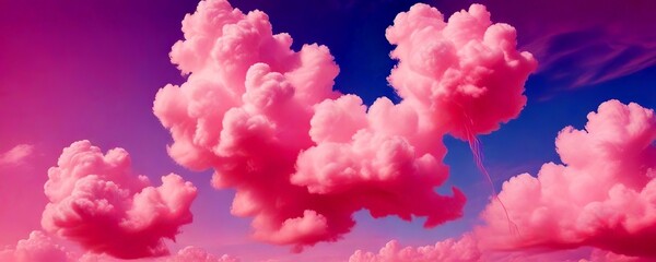 Aufkleber - a serene sky with fluffy pink clouds scattered across the frame, creating a dreamy and ethereal atmosphere