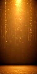 Aufkleber - a dark, textured background with a gradient of golden hues, creating a sense of depth and dimension Suspended from the top are delicate strands of gold, their ends