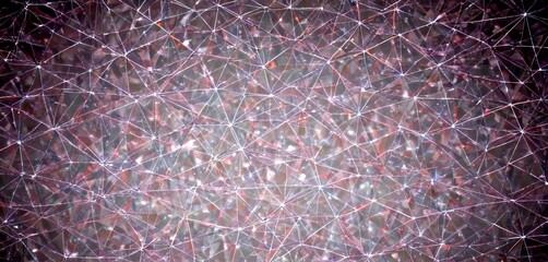 Poster - a dark, abstract background with a network of interconnected lines and dots, creating a sense of depth and complexity