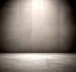 Aufkleber - A simple, empty room with a concrete floor and a wall with vertical lines