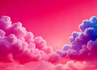 Poster - a serene sky with fluffy white clouds in shades of pink and blue, creating a dreamy and tranquil atmosphere