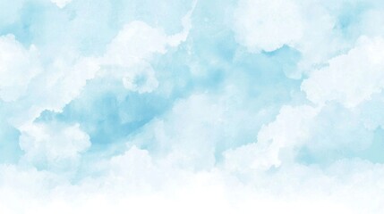 Poster - Abstract watercolor painted background creating a cloudy sky effect in pale blue tones, perfect for a serene and peaceful design