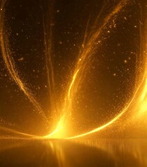 Fototapete - a dynamic scene of golden particles swirling and dancing in a dark background, creating a sense of movement and energy