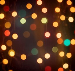 Poster - A close-up view background of multicolored lights, with a focus on the center of the where the lights are brightest and the background is dark