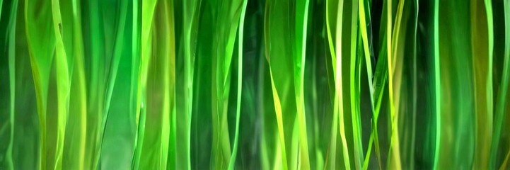 Poster - a close-up view dense, lush green plant with long, thin leaves arranged in a vertical pattern, creating a sense of depth and texture