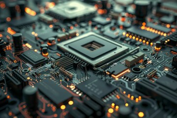Poster - close up view of a motherboard, showcasing its intricate circuitry and highlighting the power of mod