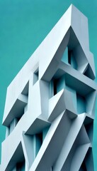 Poster - a modern architectural structure with a geometric design, featuring a series of angular, white panels that create a visually striking and angular appearance