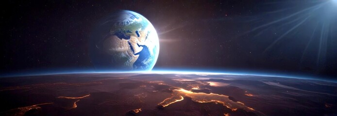 Poster - Earth, the Blue Planet, in Space