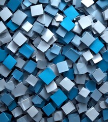 Aufkleber - a close-up view pile of blue and gray cubes, creating a visually striking pattern