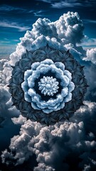 Wall Mural - A spiraling cloud pattern resembling a floral mandala against a dramatic sky.