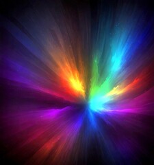 Poster - a vibrant, abstract representation rainbow, with a gradient of colors radiating outwards from a central point The colors are vivid and intense, creating a sense of depth